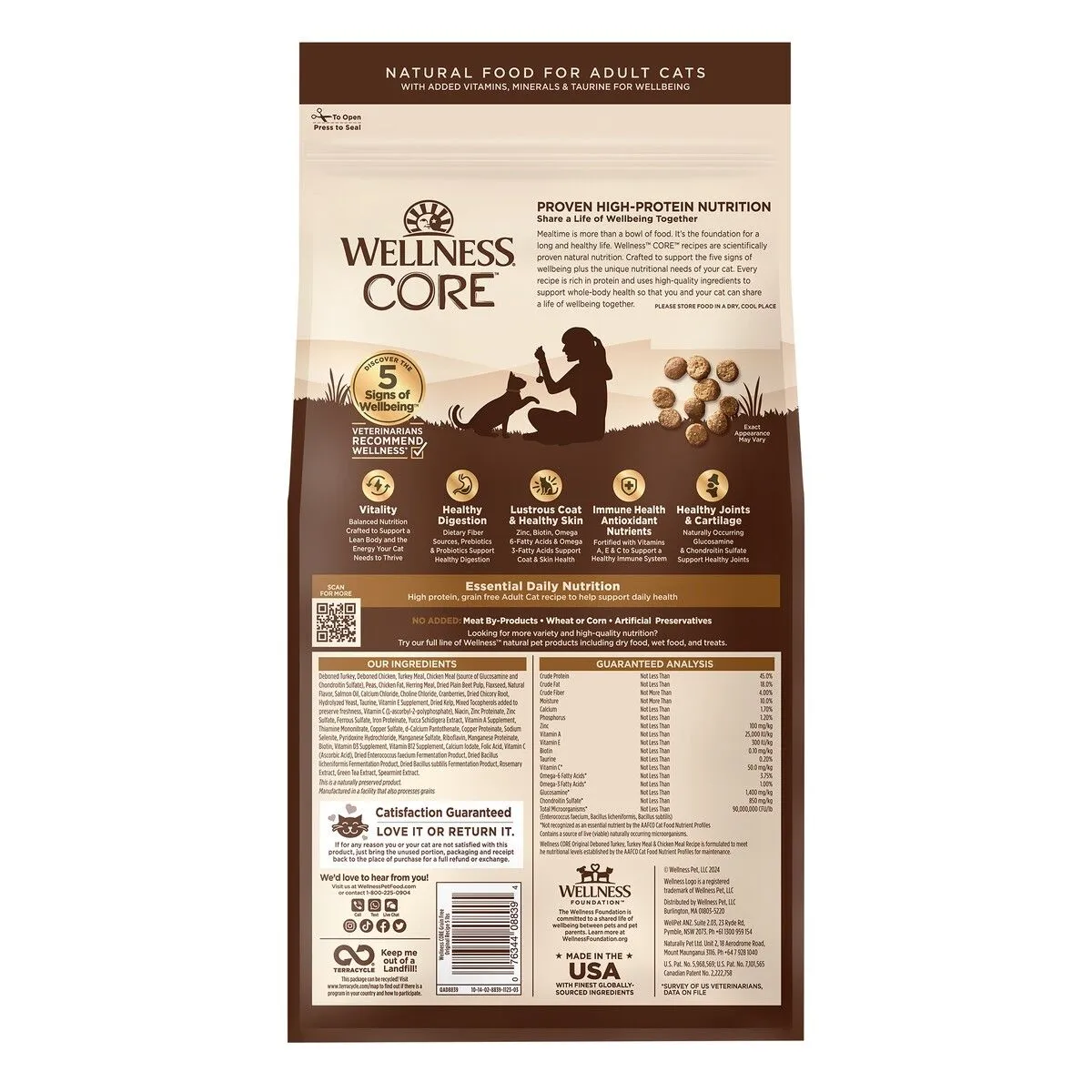 WELLNESS CORE 無穀物貓糧系列 經典原味火雞+雞肉配方．5lb/11lb