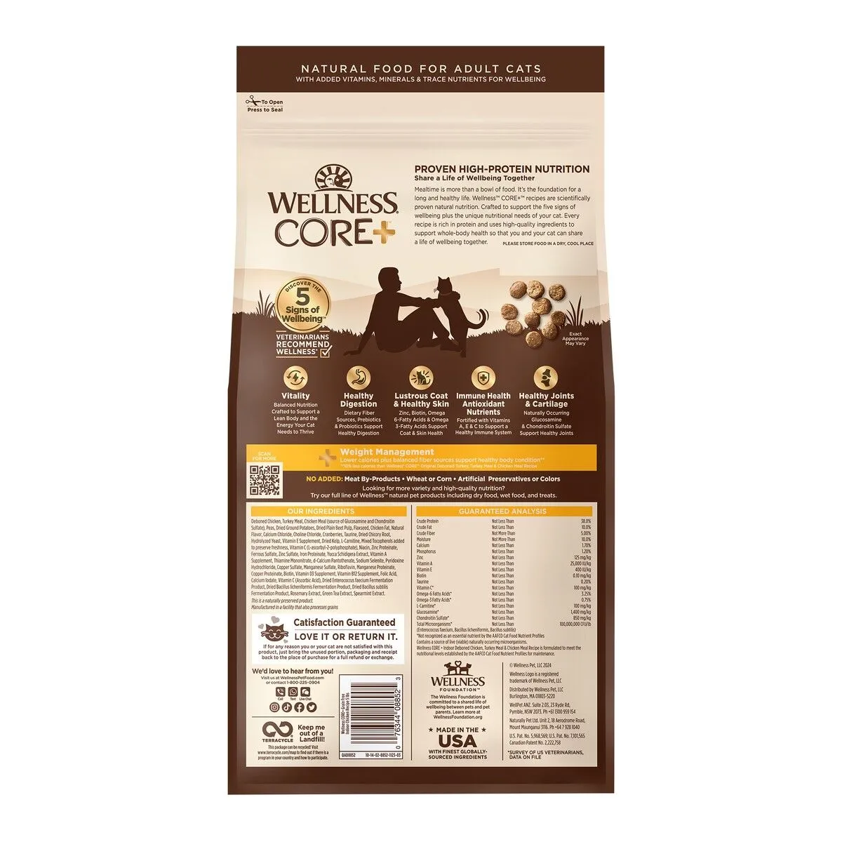 WELLNESS CORE 無穀物貓糧系列 室內貓火雞+雞肉配方．5lb/11lb