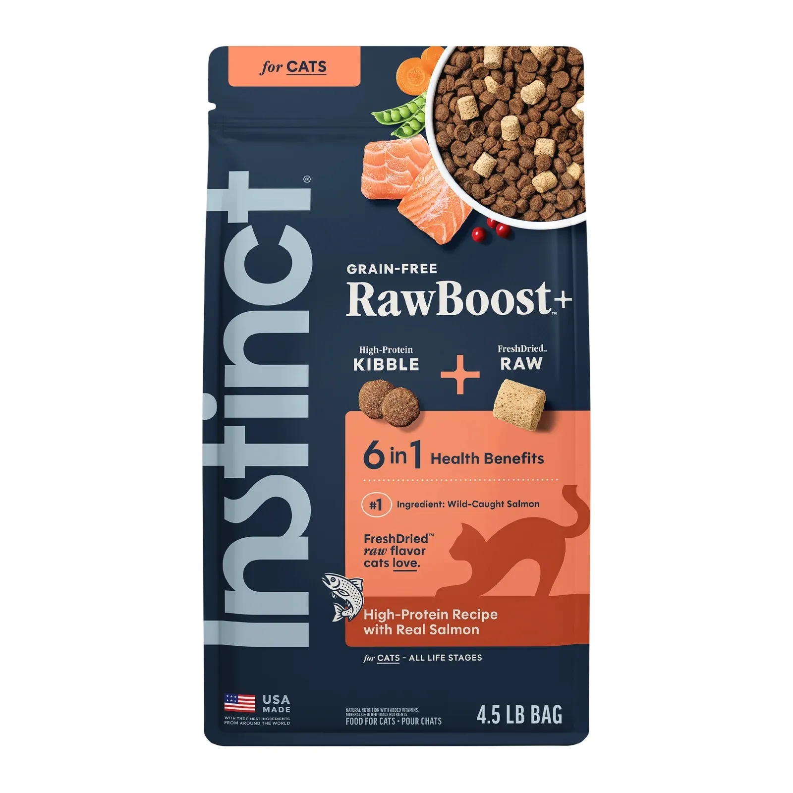 Instinct 本能 無穀物凍乾生肉粒系列貓糧 三文魚配方.4.5lb