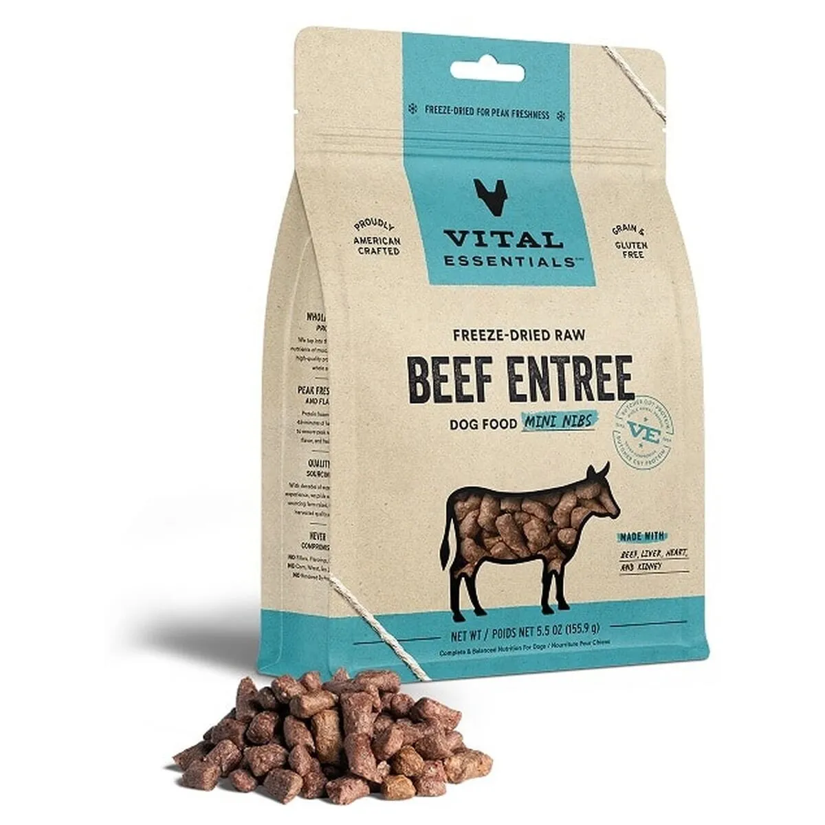 Vital Essentials 冻干脱水生肉狗粮 牛肉配方(迷你肉粒)．25oz