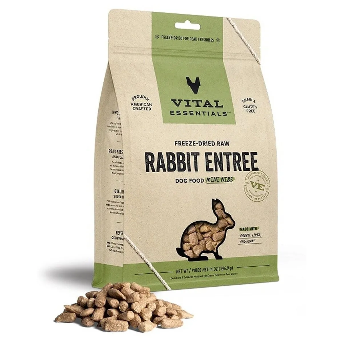 Vital Essentials 凍乾脫水生肉狗糧 兔肉配方(迷你肉粒)．25oz
