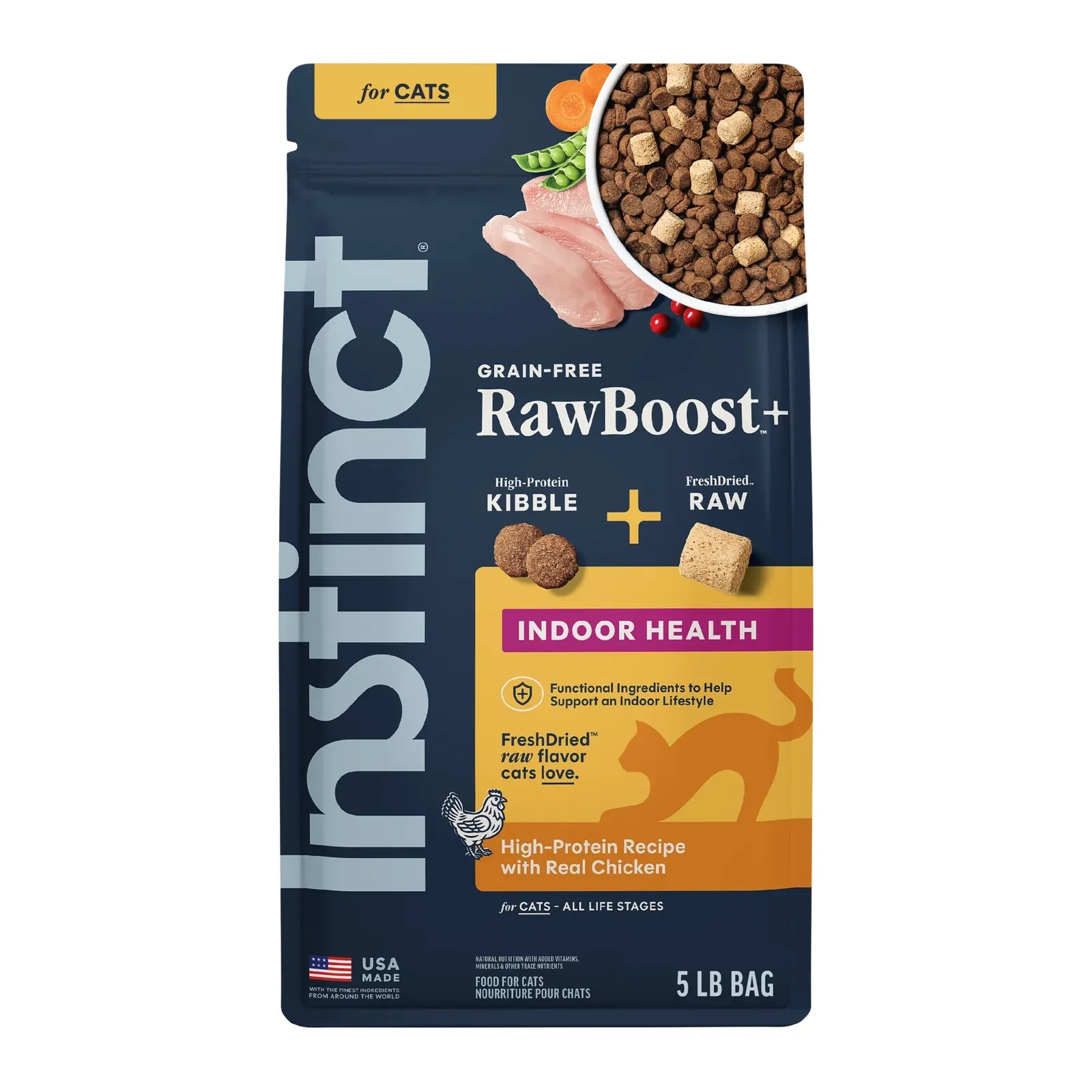 Instinct 本能  无谷物冻乾生肉粒系列 室内貓粮 鷄肉．5lb
