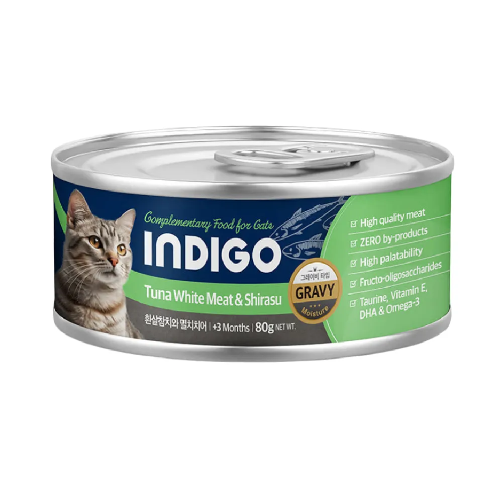 INDIGO 益生元保護關節 主食貓罐頭 吞拿魚+鯷魚．80g