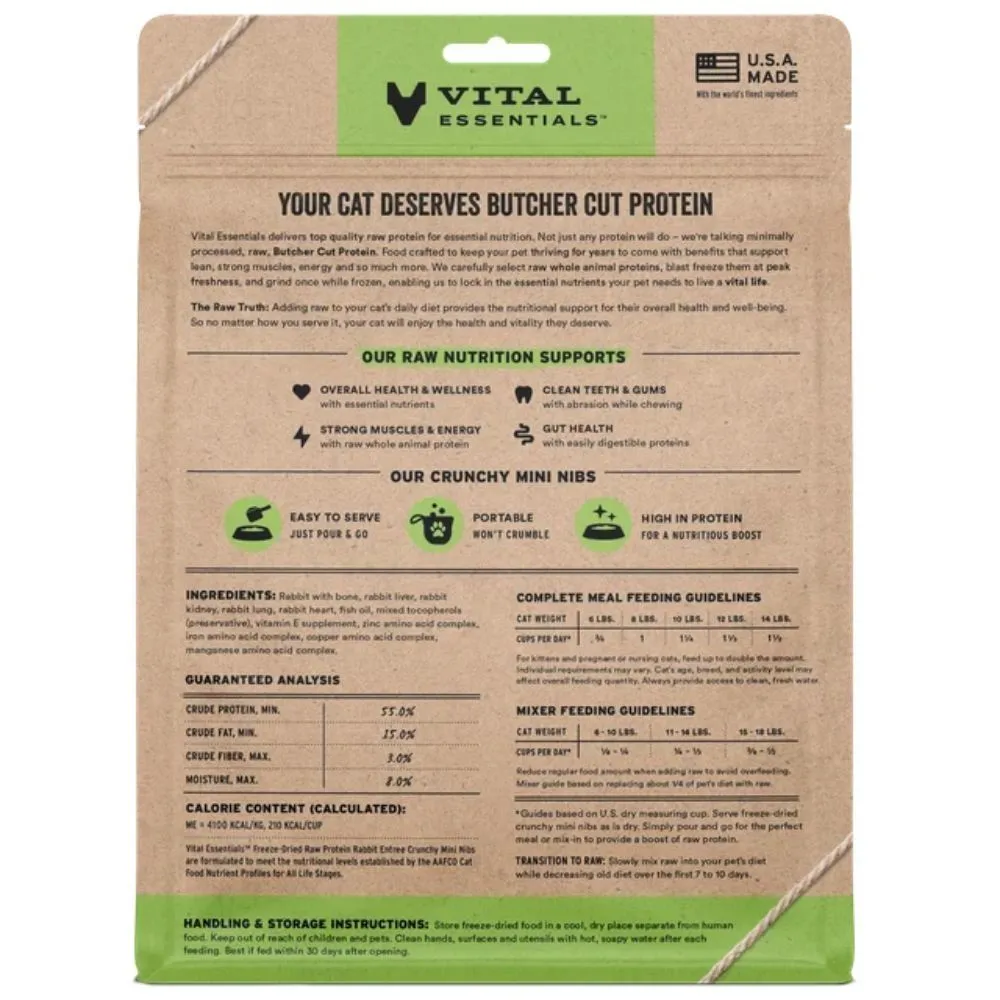 Vital Essentials 凍乾脫水生肉貓糧 兔肉(迷你肉粒)．12oz
