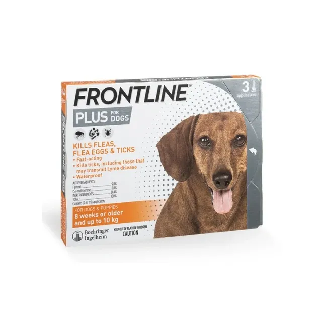 Frontline Plus 10kg以下犬用殺蝨滴加強版．1盒3支