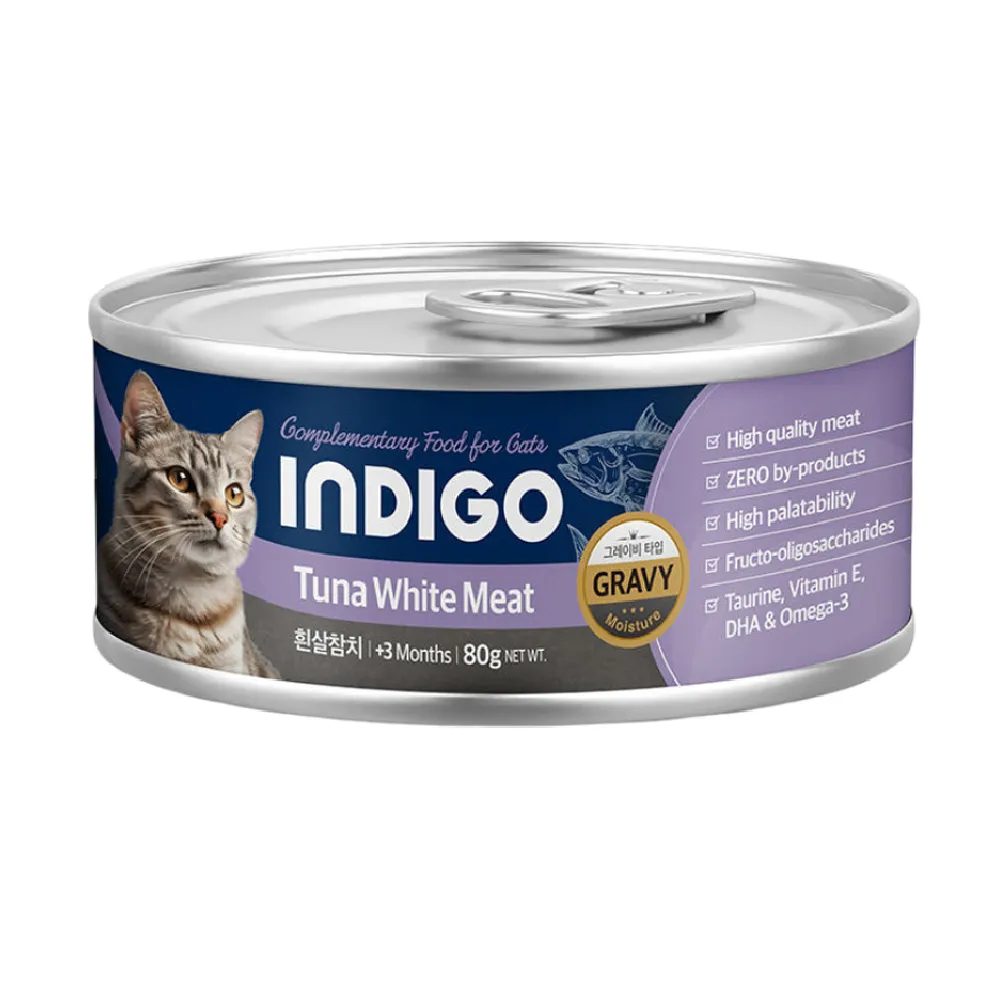 INDIGO 益生元去除毛球 主食貓罐頭 吞拿魚．80g