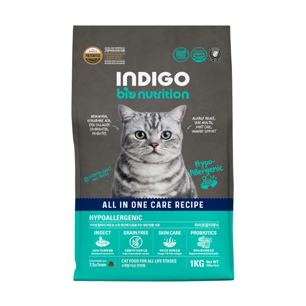 INDIGO 无谷低敏去泪痕昆虫蛋白 猫干粮．1kg(200g*5包)