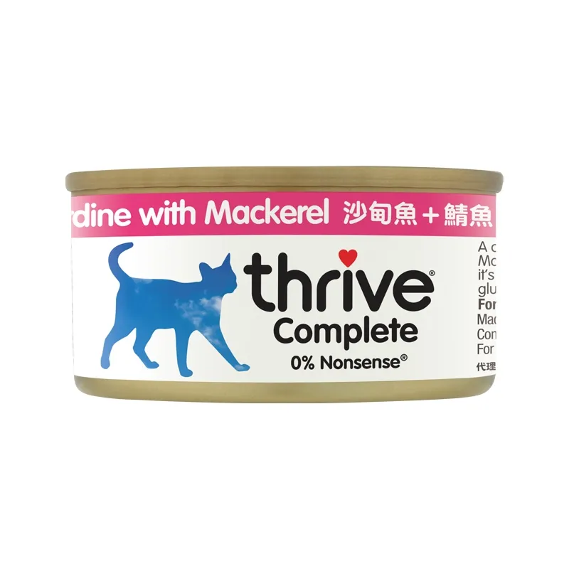 Thrive 貓主食罐頭 - 沙甸魚+鯖魚．75g