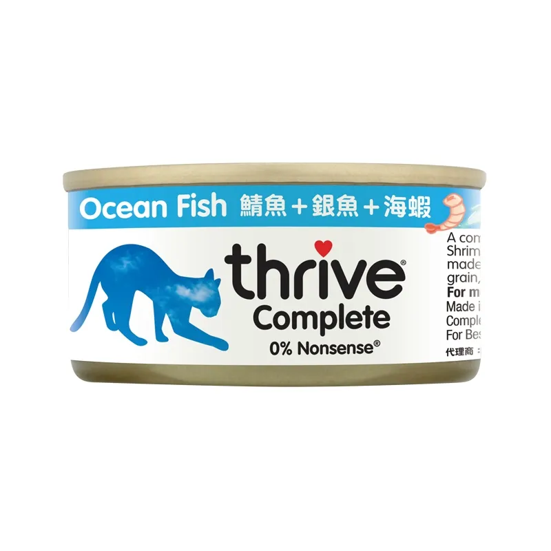 Thrive 貓主食罐頭- 鯖魚+銀魚+海蝦．75g
