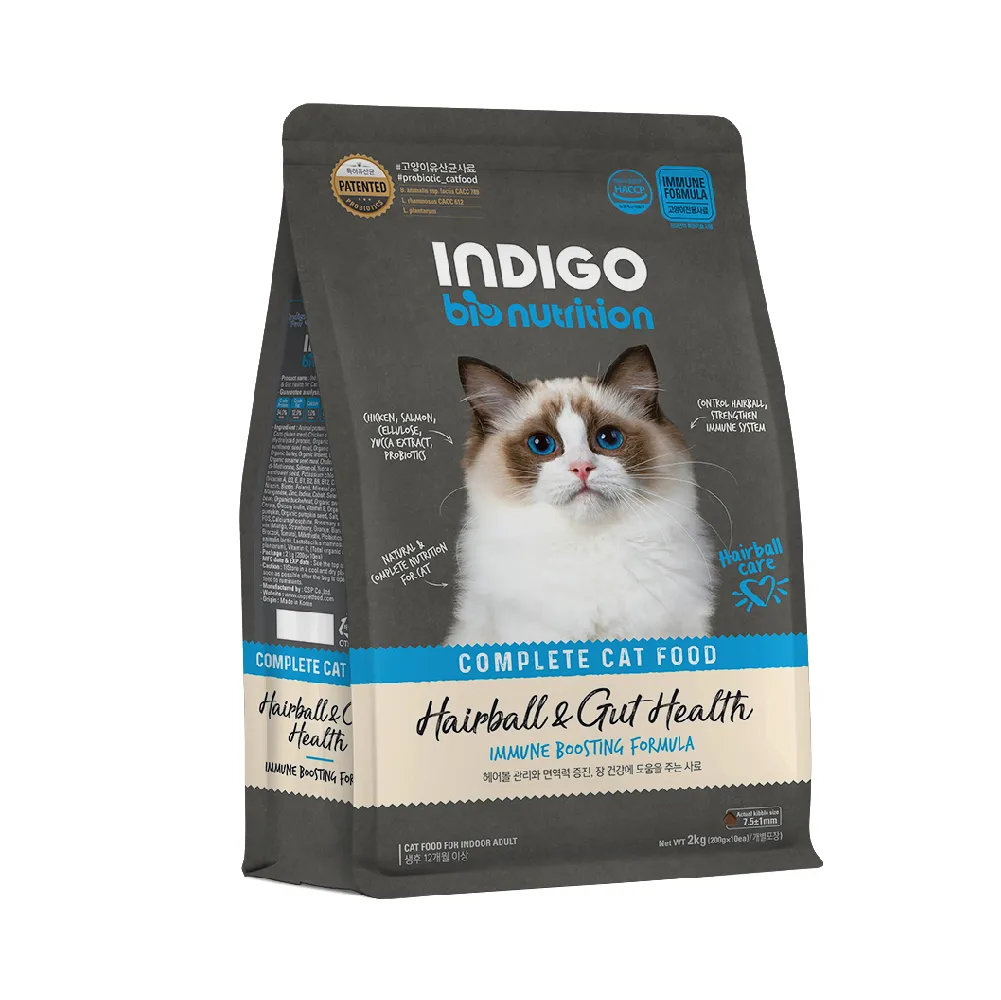 INDIGO 有机去毛球及益生菌 全猫干粮．2kg(200g*10包)/ 6kg(400g*15包)