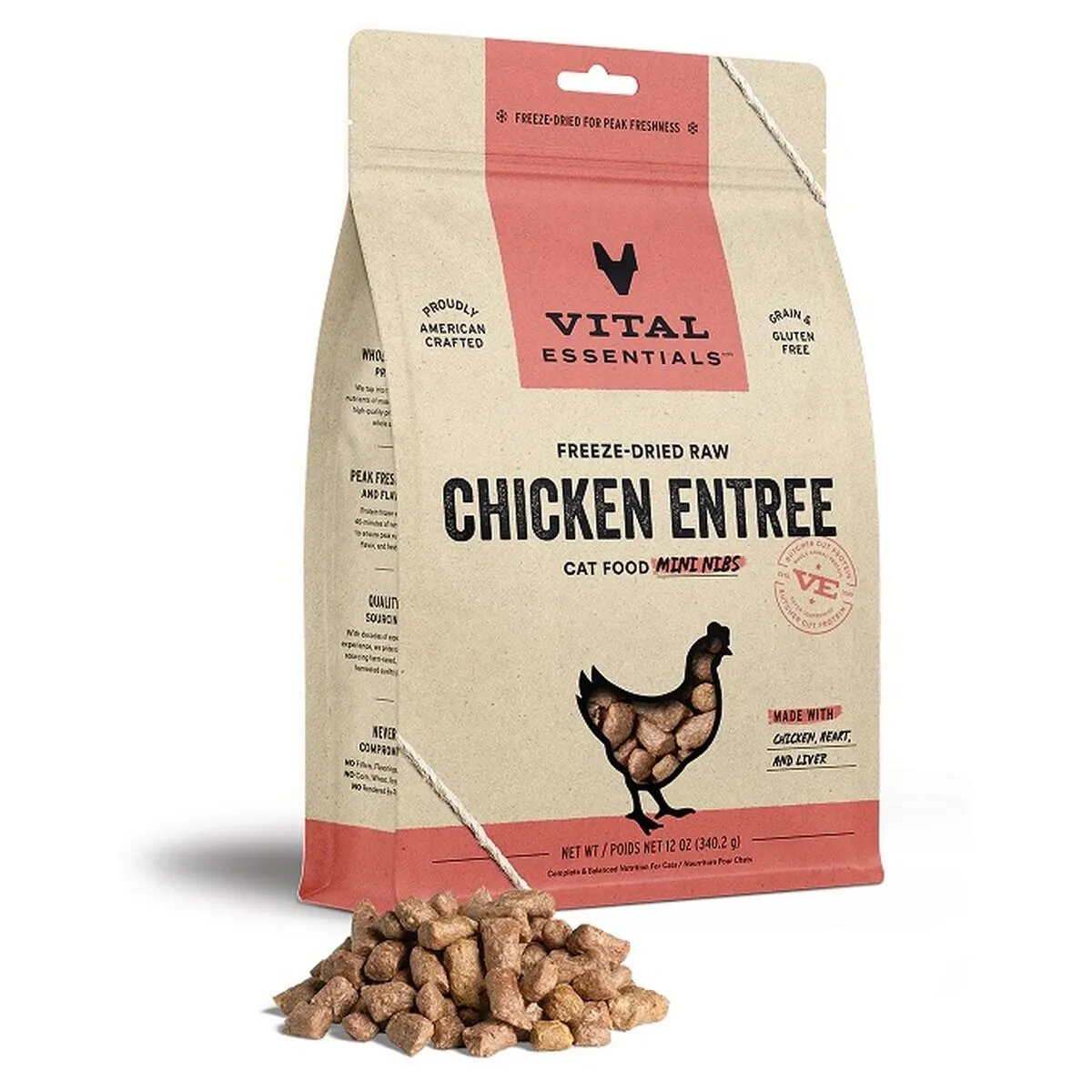 Vital Essentials 冻乾脫水生肉貓粮 鸡肉(迷你肉粒)．12oz