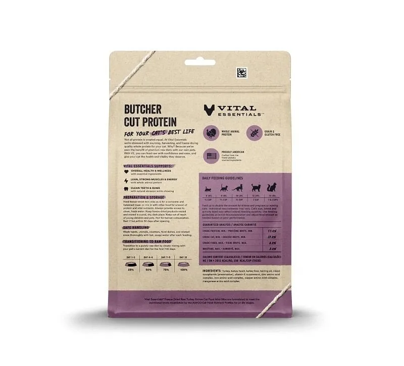 Vital Essentials 凍乾脫水生肉貓糧 火雞肉(迷你肉粒)．12oz