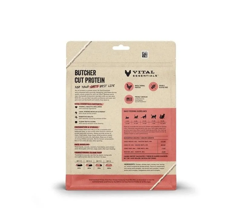 Vital Essentials 凍乾脫水生肉貓糧 雞肉(迷你肉粒)．12oz